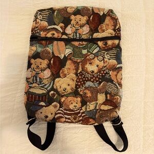 Vintage Teddy Bear Print Backpack